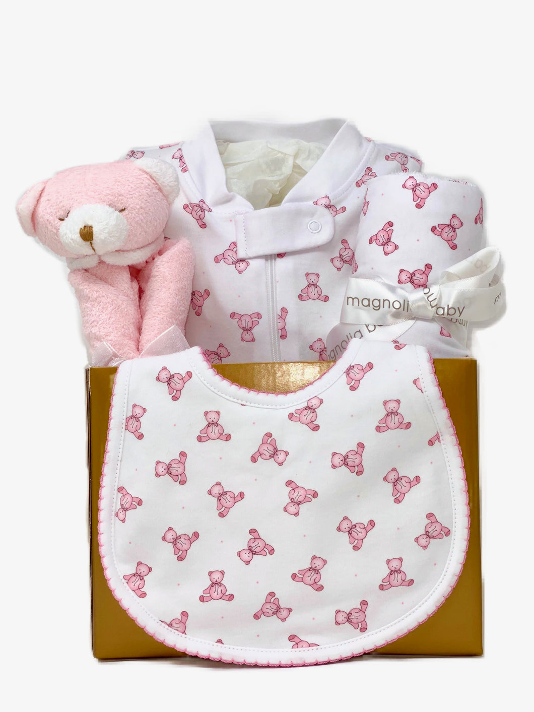 Baby Girl Teddy Bear Basket Bundle Small