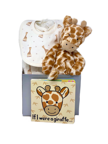 Gender Neutral Giraffe Baby Basket Bundle Small