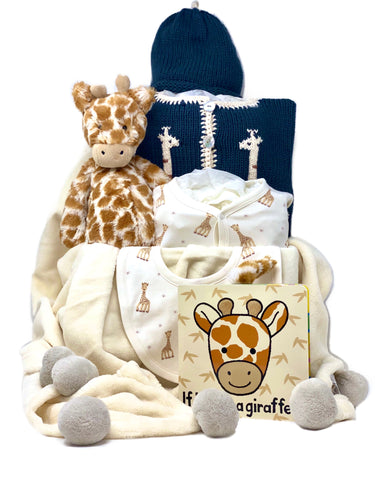 Gender Neutral Giraffe Baby Basket Bundle Medium