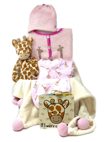 Baby Girl Giraffe Basket Bundle Medium