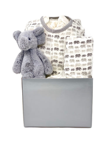 Gender Neutral Elephant Baby Basket Bundle Small