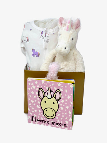 Baby Girl Unicorn Basket Bundle Small