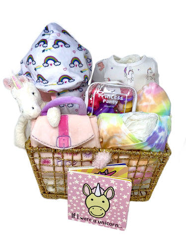 Baby Girl Unicorn Basket Bundle Large