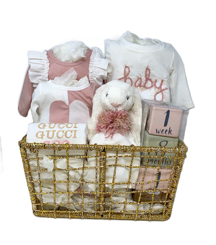 Baby Girl Peaches & Cream Basket Bundle Medium