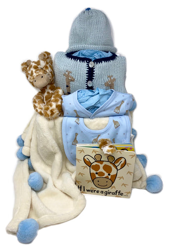Baby Boy Giraffe Basket Bundle Medium
