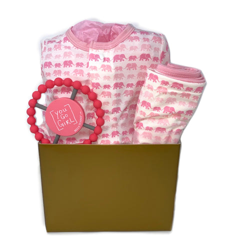 Baby Girl Elephant Basket Bundle Small